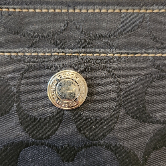 Coach Purse Crossbody bag, Black Canvas, Leather, signature C monogram, EUC - Picture 3 of 11